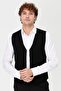 Men's V-Neck Fine Knitwear Vest Black - 7
