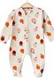 Newborn Baby Booties Jumpsuit Apple Patterned Trophy Fabric Thin Seasonal Jumpsuit with Straps 1-3-6 Months - 4