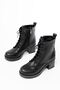 Zri̇n-3025 Premium Black Lace-Up Zippered Thick Heeled Women's Boots - 3