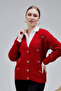 Women's Knitwear Cardigan Flower Embroidered Standard Size Red - 4