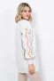 Women's Knitwear Sweater with Striped Sleeves in Stone Color - 5