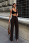 Women's High Waist Denim Pants Bitter Brown - 4