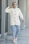 Women's Hijab Knitwear Cardigan 5-Button Hair Knitted Cardigan Ecru - 6
