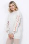Women's Knitwear Sweater with Striped Sleeves in Stone Color - 8