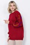 Women's Knitwear Sweater Sleeve Striped Red - 4