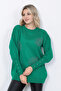 Women's Knitwear Sweater Crew Neck Leaf Patterned Sleeve Jewelled Oversize Green - 4