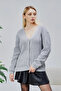 Women's Knitwear Cardigan Stoned Standard Size Gray - 5