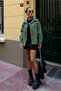 Women's Oversize Long Sleeve Double Pocket Jacket Shirt Washable Khaki - 2