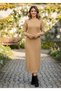Crew Neck Hair Braided Knitwear Midi Dress