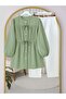 Stone Buttoned Shirt with Elasticized Sleeves and Tie Detail - Water Green - 6