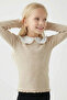 Girls' Tricot Sweater with Collar Detail - Cream - 3