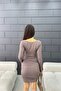 Women's Long Sleeve Gathered Square Neck Mini Dress Mink - 5