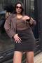 Brown Mini Jean Skirt Mg2099 - 6