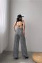 Women's High Waist Elastic Patterned Palazzo Trousers Black Floral - 8
