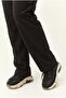 Women's Large Size Spiral Stone Detailed Hooded Black Tracksuit Set - 5