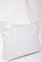 White Shk90 Faux Leather Zippered Hand, Arm and Shoulder Shopper Bag with Internal Compartment - 5