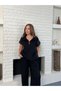 Black Modal Fabric Parachute Detailed Relax Fit Zippered Vest Stylish Top and Bottom Set - 8