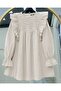Shoulder Ruffled Robe Lace Embroidered Poplin Tunic - Stone - 2