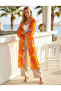 Tropical Mixed Pattern Chiffon Orange Kimono Kaftan Pareo - 3