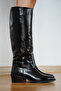 Women's Pointed Toe Cowboy Bellows Zipperless Western Boots Mivez Black - 3