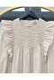 Shoulder Ruffled Robe Lace Embroidered Poplin Tunic - Stone - 3
