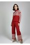 Women's Striped Detail Top and Bottom Pants Sweater Knit Set