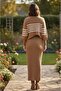 Women's Sweater Dress with Transverse Fine Line Pattern - 4
