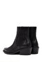 Women's Black Short Thick Heeled Leather Cowboy Boots 25Wfd182718 - 6