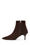 Women's Brown Zippered Thin Heeled Suede Leather Boots 25Wfd131310 - 4