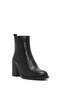 Women's Black Zippered Thick Heeled Leather Boots 25Wfd512018 - 8