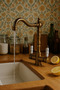 Rustic Antique Finished 3-Way Kitchen Sink Faucet Brass Luxury Tap with Guaranteed Porcelain Handle Armature - 5