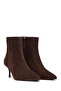 Women's Brown Zippered Thin Heeled Suede Leather Boots 25Wfd131310 - 3