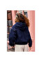 Dark Navy Blue Denim Bomber Unisex Jacket Oversize Seasonal Coat - 4