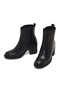 Women's Black Zippered Thick Heeled Leather Boots 25Wfd512018 - 3