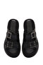 Women's Black Double Buckle Thick Soled Leather Comfort Slippers 25Sfd 341518 - 7