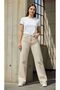 Gabriela Beige Stretch Fabric Super High Waist Loose Stretch Jeans Palazzo Pants - 4