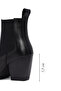 Women's Black Thick Heeled Leather Chelsea Boots 25Wfd141318 - 2