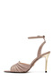 Women's Beige Ankle Buckle High Thin Heeled Shoes Genuine Genuine Leather Sandals 25Sfd494718 - 4
