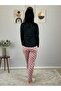 Women's Love You Printed Panda Patterned Pajama Set (Pink-Black) - 5