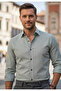 Men's Long Sleeve 100% Cotton Striped Regular Fit Shirt