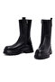 Women's Black Zippered Thick Soled Leather Boots 25Wfd182418 - 3