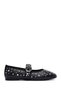 Women's Black Buckle Stone Genuine Leather Ballerinas, Summer Shoes 25Sfd270718