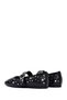 Women's Black Buckle Stone Genuine Leather Ballerinas, Summer Shoes 25Sfd270718 - 5