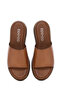 Women's Tan Thick Soled Leather Slippers 25Sfd 330318 - 6