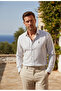 Men's Long Sleeve 100% Cotton Striped Premium Regular Fit Shirt White-3Xl