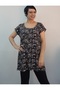 Combed Cotton Viscose T-Shirt with a Black Floral Print in Whole Size - 2