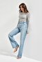 Women's Denim Color Doris T34S527 Stone Detail Design Straight Fit Denim Jeans - 2