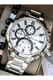 Men's Wristwatch, with Calendar, Functions Active, Silver Steel Band, with Bracelet Gift