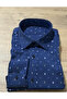 Men's Regular Long Sleeve Dotted Cotton Satin Shirt - 2