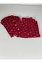 Women's Cotton Suede Tiny Heart Patterned Pajama Set (Red) - 5